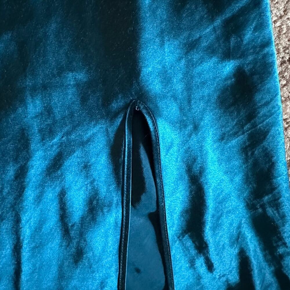 Vintage 90s Gold Label Victoria’s Secret Satin Long Nightgown Slip Dress Teal - Picture 6 of 7